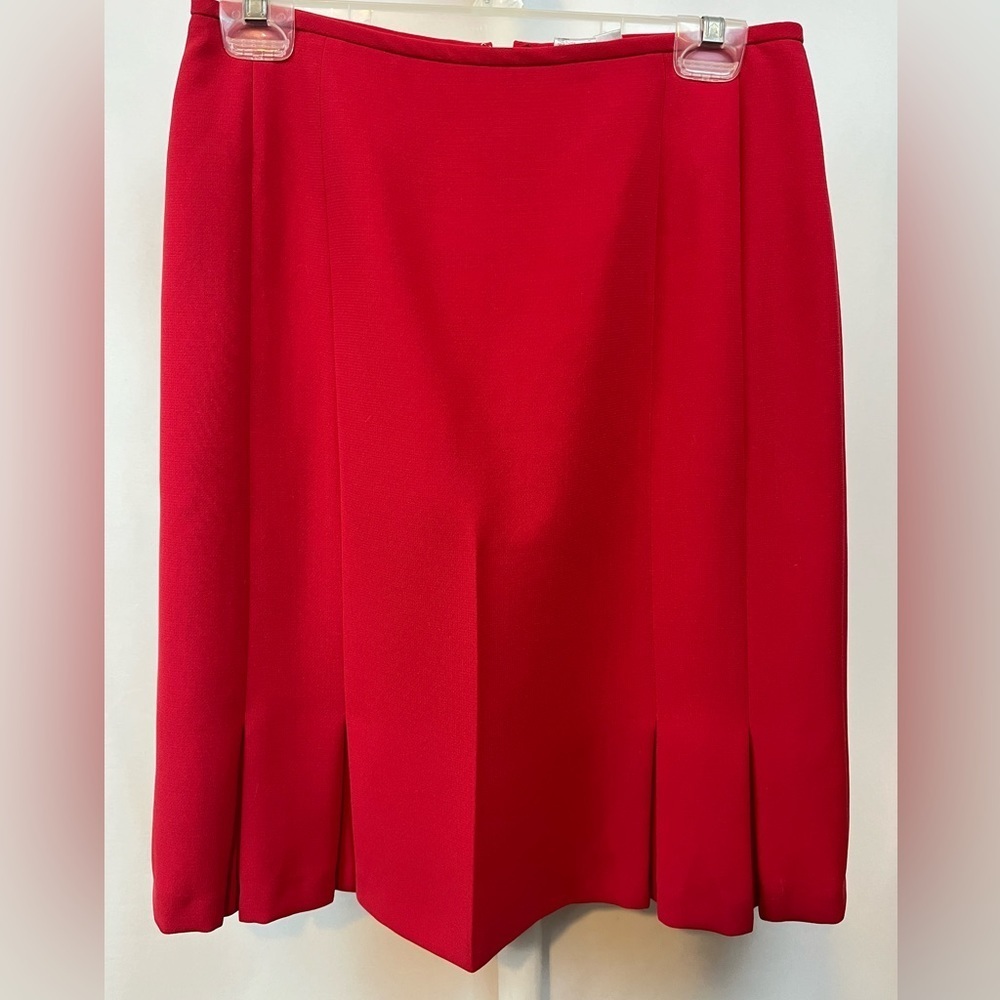 Red Knee Length Skirt with Lining and Bottom Slits Size 6